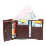 J.M.D Genuine Leather Men's RFID Blocking Leather Trifold Wallet Credit Card Holder With Secure ID Window R-8105Q