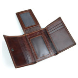J.M.D Genuine Leather Men's RFID Blocking Leather Trifold Wallet Credit Card Holder With Secure ID Window R-8105Q