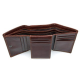 J.M.D Genuine Leather Men's RFID Blocking Leather Trifold Wallet Credit Card Holder With Secure ID Window R-8105Q