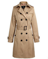 J-Z-H Women's Double Button Trench Women's Long Classic Windbreaker Trench Coat Spring Autumn Outwear Office Lady Fashion Coat