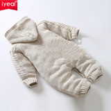 IYEAL Thick Warm Infant Baby Rompers Winter Clothes Newborn Baby Boy Girl Knitted Sweater Jumpsuit Hooded Kid Toddler Outerwear