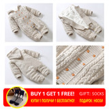 IYEAL Thick Warm Infant Baby Rompers Winter Clothes Newborn Baby Boy Girl Knitted Sweater Jumpsuit Hooded Kid Toddler Outerwear