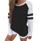 IYAEGE T Shirt Women 2018 Summer Long Sleeve Striped Tshirt Women Tops Basic Tees Baseball T Shirt Pullover Tee Shirt Femme 5XL