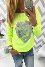 IYAEGE Fashion Women Cotton Blouses Tops O Neck Sequin Heart Shape Blusas Ropa Mujer Long Sleeve Blouse Casual Female Shirts