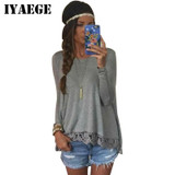 IYAEGE 2017 Fashion Long Sleeve Blouse Ladies Tops Sexy Lace Crochet Shirts Female Blouses Tunic Jumper Pullover Blusas Feminina