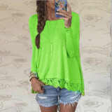 IYAEGE 2017 Fashion Long Sleeve Blouse Ladies Tops Sexy Lace Crochet Shirts Female Blouses Tunic Jumper Pullover Blusas Feminina