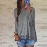IYAEGE 2017 Fashion Long Sleeve Blouse Ladies Tops Sexy Lace Crochet Shirts Female Blouses Tunic Jumper Pullover Blusas Feminina