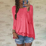 IYAEGE 2017 Fashion Long Sleeve Blouse Ladies Tops Sexy Lace Crochet Shirts Female Blouses Tunic Jumper Pullover Blusas Feminina