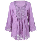 AZULINA Plus Size 5XL 4XL Women Lace Blouse Shirt Long Sleeve Loose Casual Vintage Female Red 2017 Spring Blusas Blouses Tops