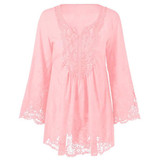 AZULINA Plus Size 5XL 4XL Women Lace Blouse Shirt Long Sleeve Loose Casual Vintage Female Red 2017 Spring Blusas Blouses Tops