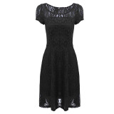 AZULINA Lace Red Blue Black 2017 Summer Dress Women Sexy Hollow Out Short Sleeve Mini Party Dress Big Size vestidos robe femme