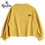 AZULINA Kawaii Harajuku Lantern Sleeve Badge Patched Sweatshirt Women Jumper Autumn 2017 Oversized Hoodies Sweatshirts Femininas