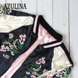 AZULINA Embroidery Floral Bomber Jacket Autumn Spring Women Flower Baseball Souvenir Basic Jackets Female Casual 2017 Black Soft