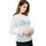 AZULINA Elegant floral lace blouse shirt Women lantern Long sleeve white blouse Autumn Spring hollow out short top Casual blusas