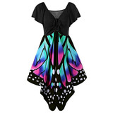 AZULINA Butterfly Shape Women Fashion Dress V Neck Novelty Female Party Dresses Vestido Robe Femme Plus Size 4XL 5XL