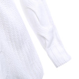 AZULINA Brief V-Neck Oversize Knitted Sweater Pullover Women 2017 Autumn Winter Drop Shoulder Loose White Sweater Pull Femme