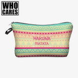 Aztec hakuna matata 3D Printing cosmetic bag Women travel trousse maquillage femme Who Cares pouch neceser Organizer Makeup bag