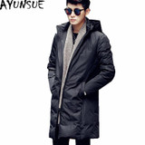 AYUNSUE Winter Men's Down Jacket White Duck Down Coats Black Warm Slim Jackets Men Hooded Mens Outerwear Coat Plus Size WXF146