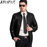 AYUNSUE Sheepskin Genuine Leather Jackets Coat Chaqueta Cuero Hombre Black High Quality Male Leather Jacket Motorcycle FYY587
