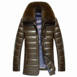 AYUNSUE Real Fox Fur Collar White Duck Down Jacket Men Winter Coat Thick Parkas Warm Mens Leather Jackets Chaqueta Hombre WXF450
