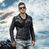 AYUNSUE Mens Real Leather Jacket Jaqueta De Couro Motoqueiro Spring Genuine Leather Jackets Sheepskin Coats Large Size 5XL WXF50