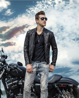 AYUNSUE Jaqueta De Couro Motoqueiro Men Genuine Leather Jackets Slim Sheepskin Coat Black Leather Jacket Men Plus Size 5XL WXF49