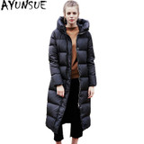 AYUNSUE Fashion Winter Down Jacket Women 90% Duck Down Coat Female Long Parka Elegant Jackets Hooded Ladies Outerwear WYQ798