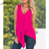 Awaytr Fascinating Summer Women Blouse Loose Shirt Deep V Neck Irregular Hem Chiffon Sleeveless Blouse Female Plus Size Shirt Awaytr Fascinating Summer Women Blouse Loose Shirt Deep V Neck Irregular Hem Chiffon Sleeveless Blouse Female Plus Size Shirt