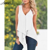 Awaytr Fascinating Summer Women Blouse Loose Shirt Deep V Neck Irregular Hem Chiffon Sleeveless Blouse Female Plus Size Shirt Awaytr Fascinating Summer Women Blouse Loose Shirt Deep V Neck Irregular Hem Chiffon Sleeveless Blouse Female Plus Size Shirt