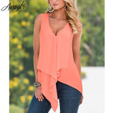 Awaytr Fascinating Summer Women Blouse Loose Shirt Deep V Neck Irregular Hem Chiffon Sleeveless Blouse Female Plus Size Shirt Awaytr Fascinating Summer Women Blouse Loose Shirt Deep V Neck Irregular Hem Chiffon Sleeveless Blouse Female Plus Size Shirt