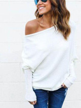 Avodovama M Black Off Shoulder Knitted Sweater Women Elegant Batwing Sleeve Jumper Pull Femme Winter Casual Loose Pullover