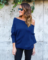 Avodovama M Black Off Shoulder Knitted Sweater Women Elegant Batwing Sleeve Jumper Pull Femme Winter Casual Loose Pullover