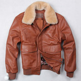 Avirex fly air force flight jacket fur collar genuine leather jacket men winter dark brown sheepskin coat pilot bomber jacket