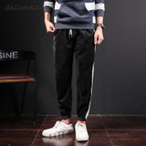 Autumu Winter Mens Joggers Pants Gray Elastic Waist Drawstring Men's Trousers Fitness Black White Sweatpants Men Casual Pants