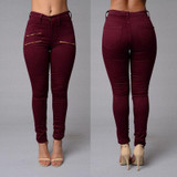 Autumn Women Jeans Pencil Stretch Casual Zipper Denim Skinny Jeans Pants High Waist Jeans Trousers