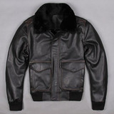 Cowhide for air force pilot leather jacket men's clothing fur collar outerwear autumn and winter genuine leather motorcycle