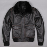 Cowhide for air force pilot leather jacket men's clothing fur collar outerwear autumn and winter genuine leather motorcycle
