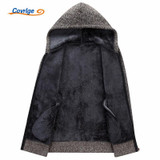 Covrlge Men Wool Sweaters Solid Male Cardigan 2017 Fashion Mens Winter Clothing Plus Velvet Thickening Hooded Sweater MZM018