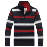 Covrlge 2017 Men Polo Sweater Male Fashion Turtleneck Striped Pullover Autumn Winter New Fleece Thick Knitted Sweater MZM024