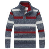 Covrlge 2017 Men Polo Sweater Male Fashion Turtleneck Striped Pullover Autumn Winter New Fleece Thick Knitted Sweater MZM024