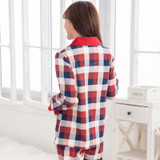 Couples pyjamas long-sleeved cotton men sleepwear large size spring and autumn clothing home cute plaid women pajamas XXXL