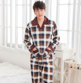 Couples pyjamas long-sleeved cotton men sleepwear large size spring and autumn clothing home cute plaid women pajamas XXXL