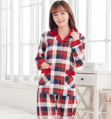 Couples pyjamas long-sleeved cotton men sleepwear large size spring and autumn clothing home cute plaid women pajamas XXXL