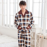 Couples pyjamas long-sleeved cotton men sleepwear large size spring and autumn clothing home cute plaid women pajamas XXXL