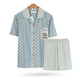 Couples Cotton Pajamas Women Or Men's Short-sleeved Cotton Household Suit Sleepwear