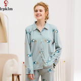 Couple Pajamas Women Spring Autumn Long-sleeve Sleepwear Lovers Men Pyjamas Print Cotton Pajama Set Men Women L-XXXL SY835