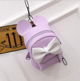 COUGINM New Mini Backpack Female Bag Quality PU Leather Women Backpacks Korean Version Of Cute Ears Sweet Bowknot College Style