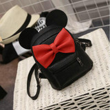 COUGINM New Mini Backpack Female Bag Quality PU Leather Women Backpacks Korean Version Of Cute Ears Sweet Bowknot College Style