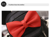 COUGINM New Mini Backpack Female Bag Quality PU Leather Women Backpacks Korean Version Of Cute Ears Sweet Bowknot College Style