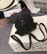 COUGINM New Mini Backpack Female Bag Quality PU Leather Women Backpacks Korean Version Of Cute Ears Sweet Bowknot College Style